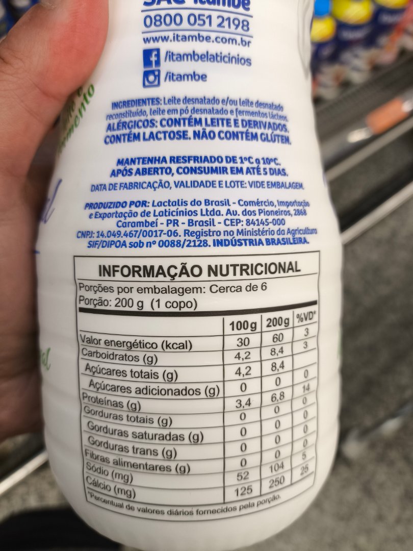 Iogurte Natural Desnatado Itambé