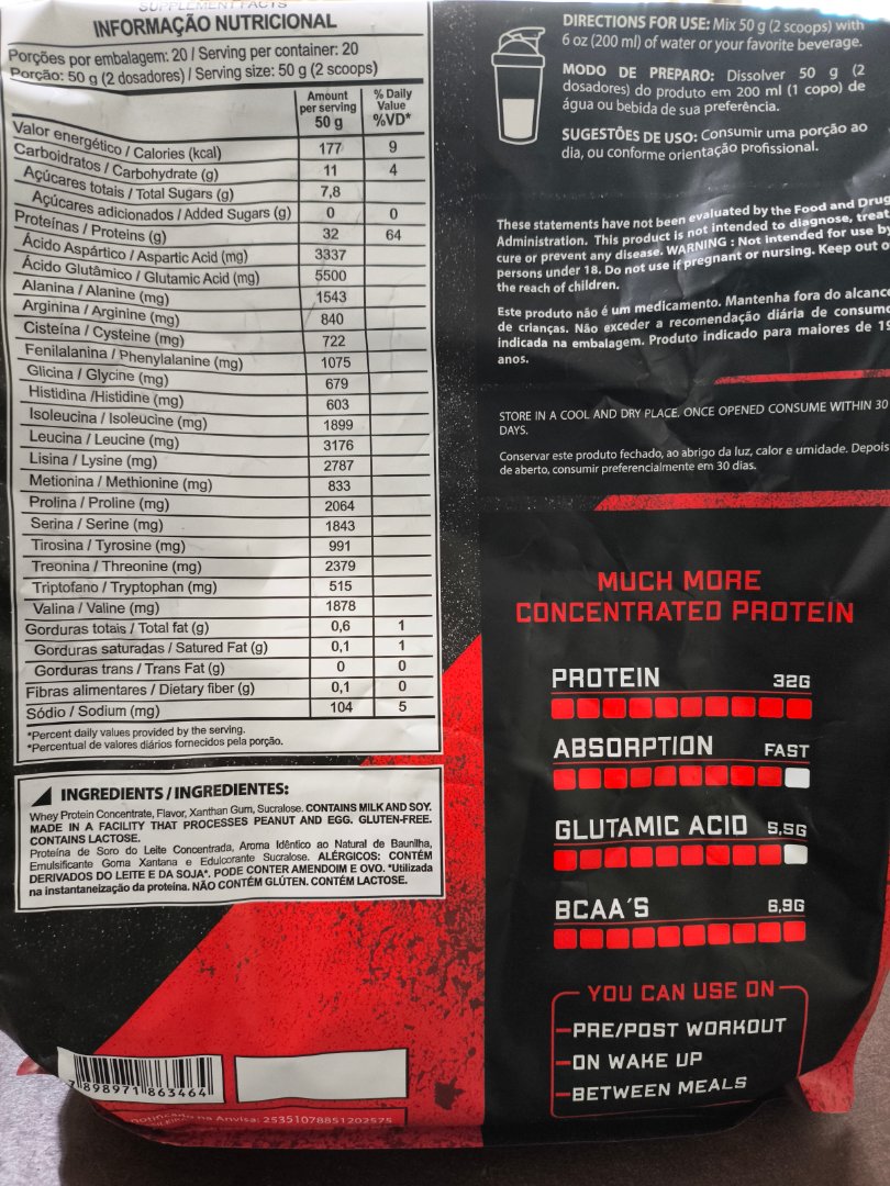 Whey Protein Concentrado Sabor Baunilha