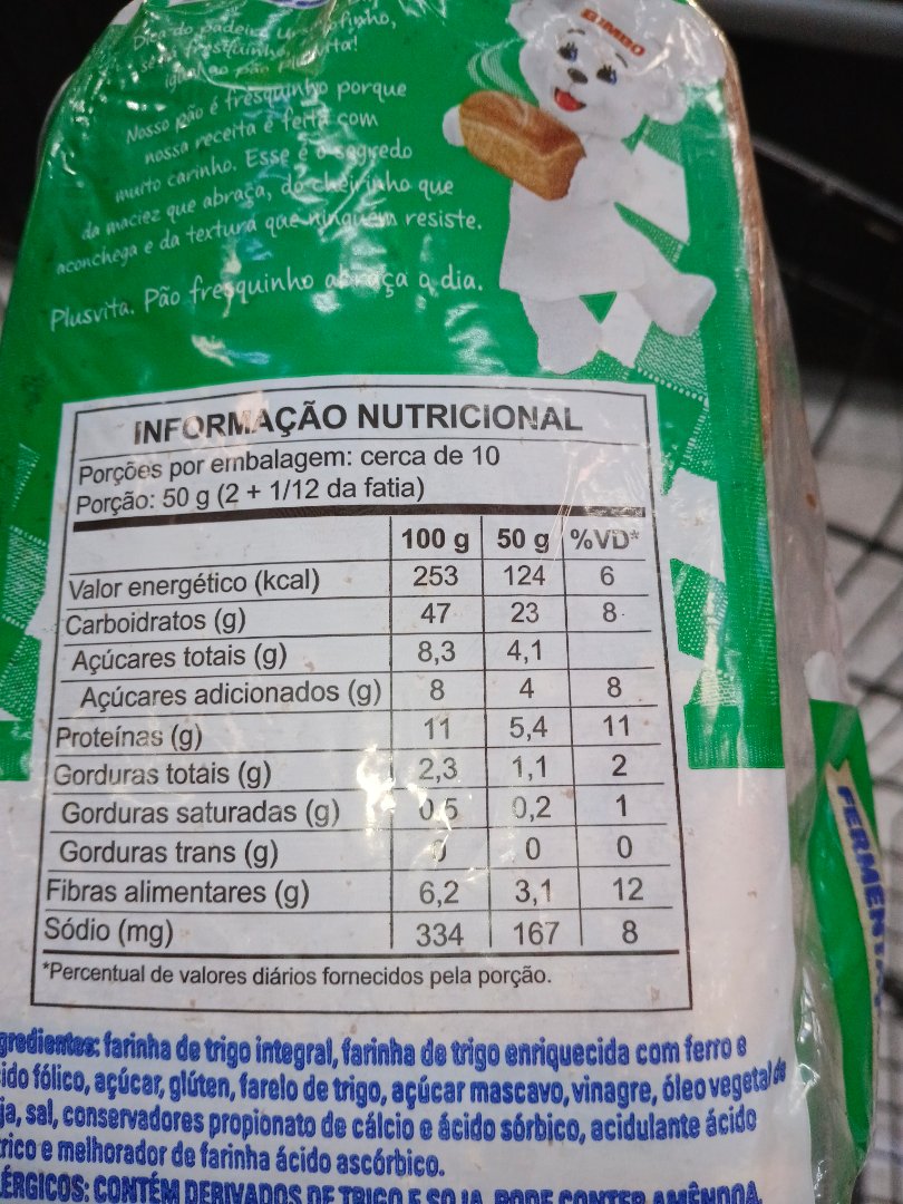 Pão de Forma Integral Plusvita