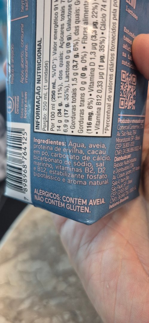 Bebida Vegetal de Aveia com Cacau e Proteína Nude